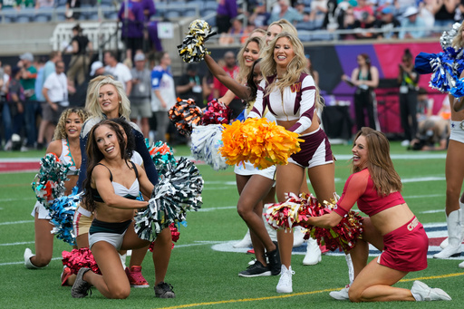 FILE - NFL cheerleaders perform during the Pro Bowl football game, Feb. 2, 2025, in Orlando, Fla. (AP Photo/John Raoux, File) FILE - NFL cheerleaders perform during the Pro Bowl football game, Feb. 2, 2025, in Orlando, Fla. (AP Photo/John Raoux, File)