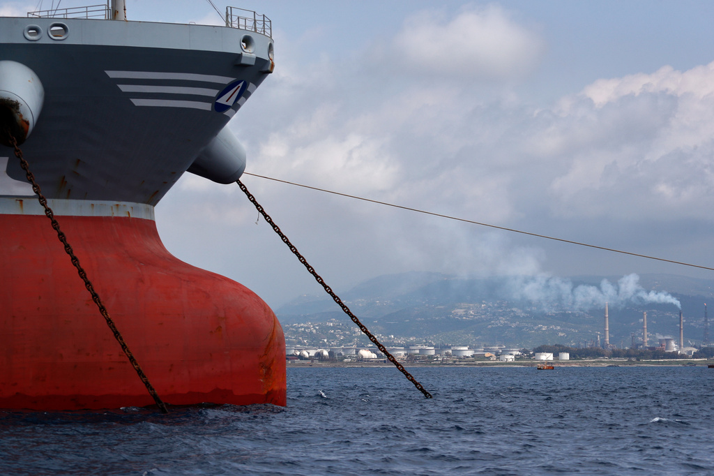 An oil tanker is anchored off the Baniyas refinery, north of the Mediterranean coastal city of Baniyas in Tartus Governorate, western Syria, Friday, May 1, 2026. (AP Photo/Omar Sanadiki)