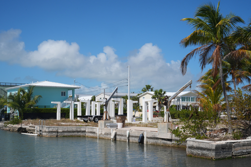 The dock where a 1981 Pro Line boat was reported stolen from the Florida Keys Friday, Feb. 27, 2026. (AP Photo/Marta Lavandier)