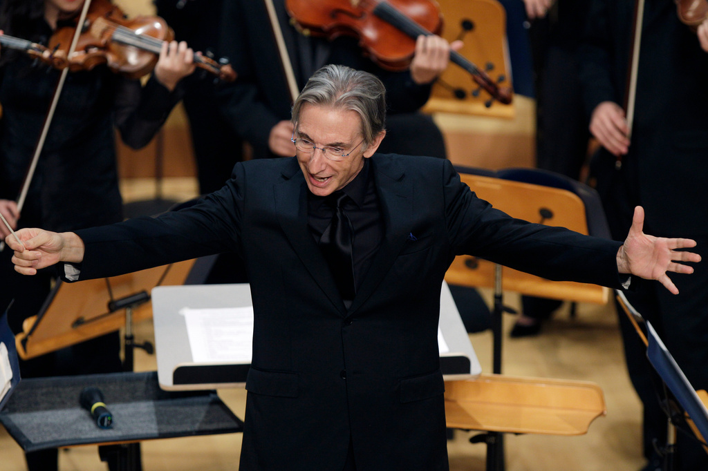 FILE - Michael Tilson Thomas, founder and artistic director of the New World Symphony, appears during the grand opening ceremony of the New World Center on Jan. 25, 2011 in Miami Beach, Fla. (AP Photo/Lynne Sladky, File)