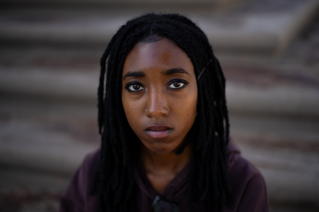 Makeda Walker-Deen, a junior at Susan Miller Dorsey Senior High School, poses for a photo in Los Angeles, Thursday, May 14, 2026. (AP Photo/Jae C. Hong)