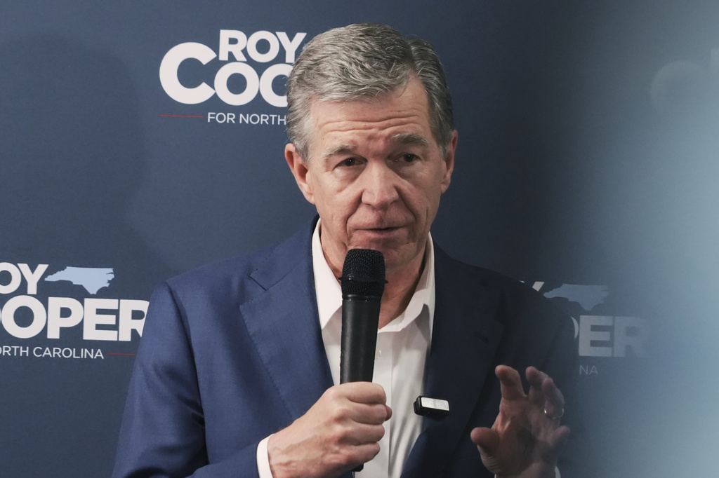 Former Democratic Gov. Roy Cooper, who is running for U.S. Senate, speaks to supporters at St. James African Methodist Episcopal Church in Goldsboro, N.C., on Thursday, Sept. 10, 2026. (AP Photo/Allen G. Breed)