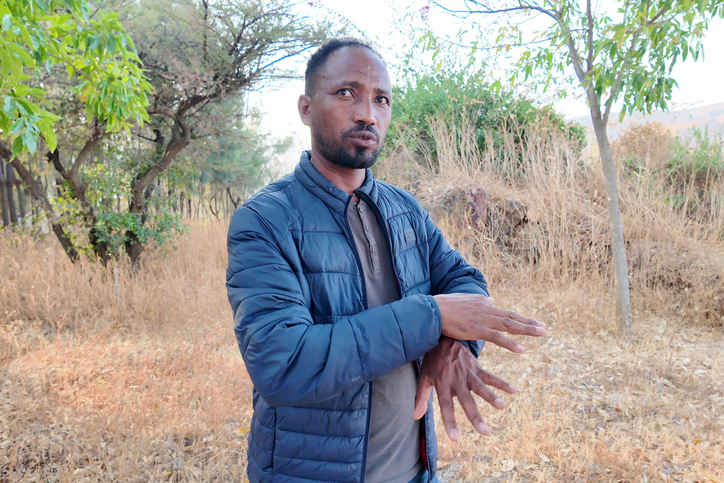 Gebreegziabher Berehe, a tour operator, gestures during an interview with The Associated Press in Mekelle, in the Tigray region of northern Ethiopia, on Jan. 26, 2026. (AP Photo/Jody Ray)
