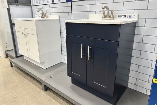Bathroom vanities sit on display in a hardware store Friday, Sept. 26, 2025, in Nashville, Tenn. (AP Photo/George Walker IV) Bathroom vanities sit on display in a hardware store Friday, Sept. 26, 2025, in Nashville, Tenn. (AP Photo/George Walker IV)