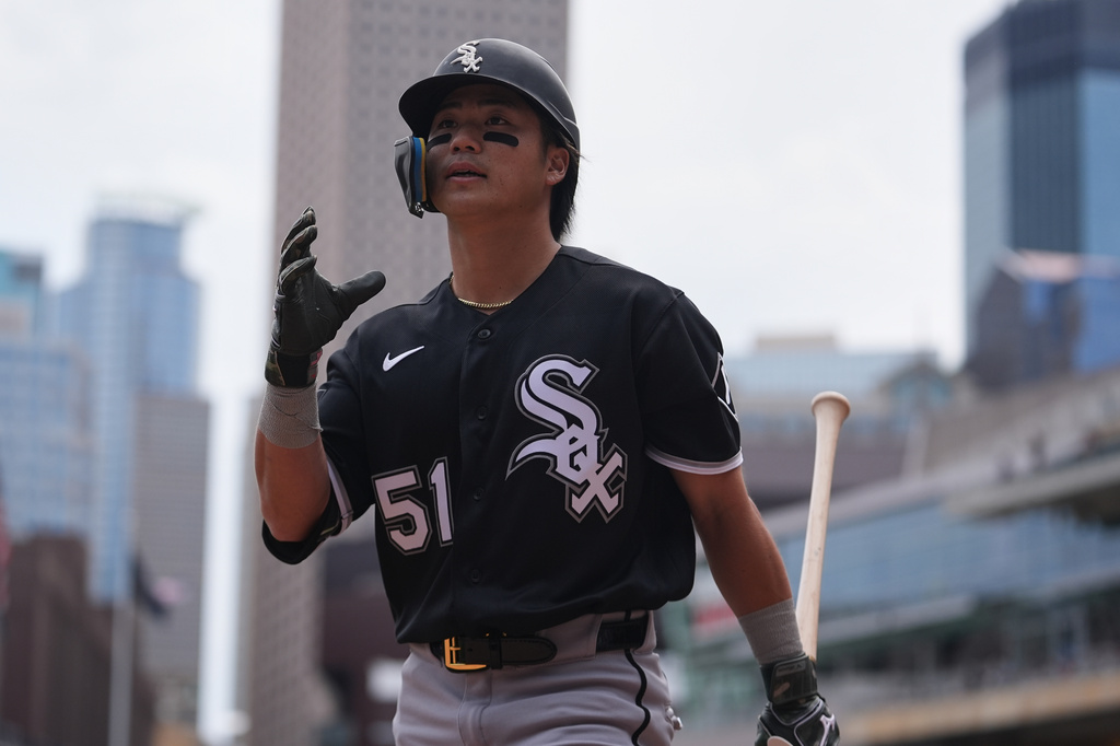 Chicago White Sox's Rikuu Nishida (51) walks back to the dugout after striking out during the second inning of a baseball game against the Minnesota Twins, Wednesday, June 3, 2026, in Minneapolis. (AP Photo/Abbie Parr)