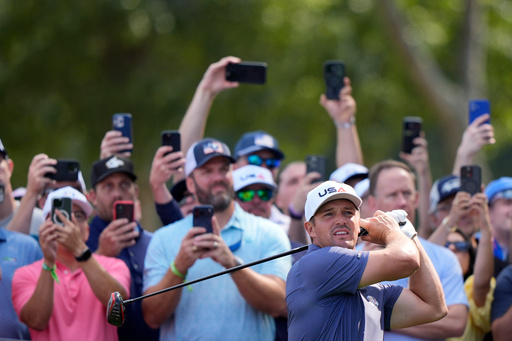 United States' Bryson DeChambeau watches his tee shot on the 12th hole during a practice round for the Ryder Cup golf tournament, Tuesday, Sept. 23, 2025, in Farmingdale, N.Y., at Bethpage State Park's Black Course. (AP Photo/Robert Bukaty) United States' Bryson DeChambeau watches his tee shot on the 12th hole during a practice round for the Ryder Cup golf tournament, Tuesday, Sept. 23, 2025, in Farmingdale, N.Y., at Bethpage State Park's Black Course. (AP Photo/Robert Bukaty)