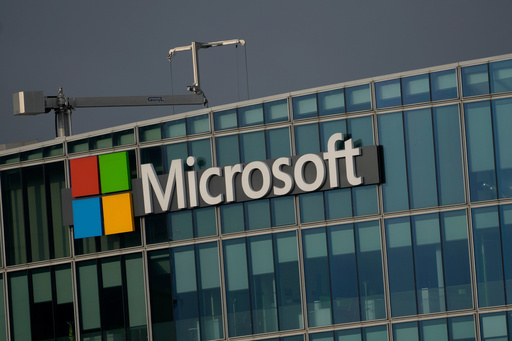 FILE - The logo of Microsoft is seen outside its French headquarters in Issy-les-Moulineaux, outside Paris on May 13, 2024. (AP Photo/Thibault Camus, File) FILE - The logo of Microsoft is seen outside its French headquarters in Issy-les-Moulineaux, outside Paris on May 13, 2024. (AP Photo/Thibault Camus, File)