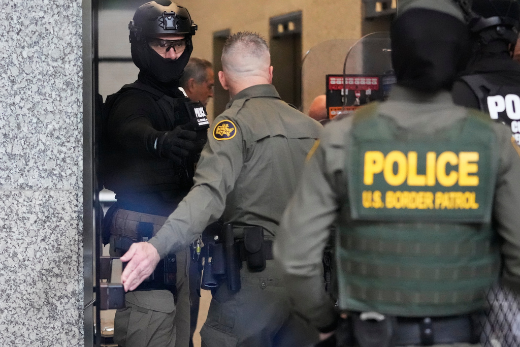 U.S. Customs and Border Patrol Gregory Bovino arrives at federal court in Chicago, Tuesday, Oct. 28, 2025. (AP Photo/Nam Y. Huh)
