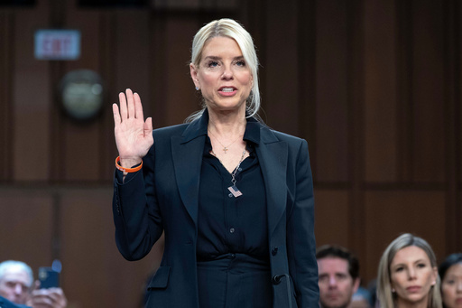 Attorney General Pam Bondi is sworn in before a Senate Judiciary Committee oversight hearing on Capitol Hill in Washington, Tuesday, Oct. 7, 2025. (AP Photo/Jose Luis Magana) Attorney General Pam Bondi is sworn in before a Senate Judiciary Committee oversight hearing on Capitol Hill in Washington, Tuesday, Oct. 7, 2025. (AP Photo/Jose Luis Magana)