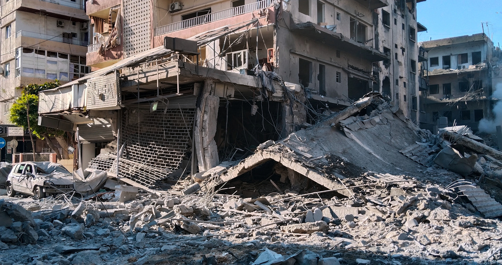 Destroyed buildings hit in Israeli airstrikes are seen in the southern port city of Tyre, Lebanon, Sunday, May 31, 2026. (AP Photo)