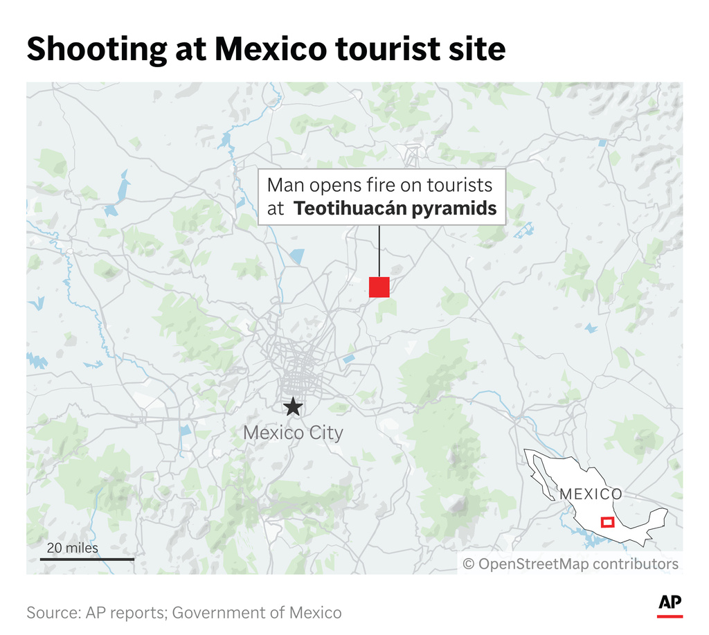 A man with a gun shot at tourists at the historic Teotihuacan pyramids outside Mexico City on Monday. (AP Digital Embed)