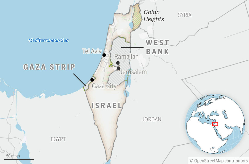 This is a locator map of Israel and the Palestinian Territories. (AP Photo)