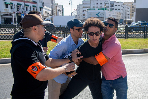 Security forces disperse and arrest protesters during a demonstration demanding healthcare and education reforms, in Rabat, Sunday, Sept. 28, 2025. (AP Photo) Security forces disperse and arrest protesters during a demonstration demanding healthcare and education reforms, in Rabat, Sunday, Sept. 28, 2025. (AP Photo)