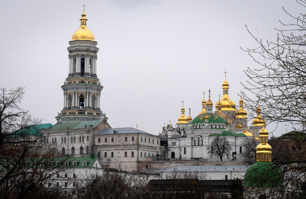 FILE - The Monastery of the Caves, also known as Kyiv-Pechersk Lavra, one of the holiest sites of Eastern Orthodox Christians, in Kyiv, Ukraine, March 23, 2023. (AP Photo/Efrem Lukatsky, File)