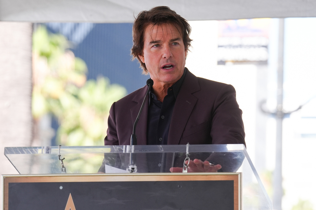 FILE - Tom Cruise speaks during a ceremony honoring David Beckham with a star on the Hollywood Walk of Fame on June 12, 2026, in Los Angeles. (AP Photo/Chris Pizzello, File)