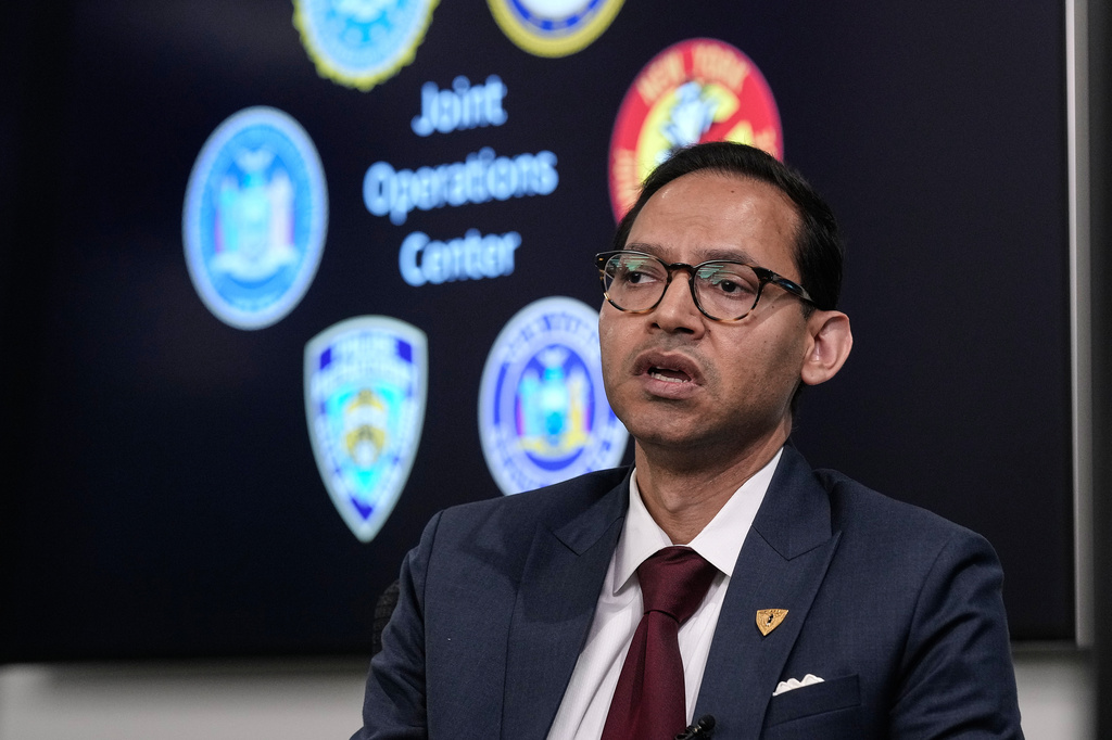 FBI Special Agent in Charge Amit Kachhia-Patel, Mission Services Division, is interviewed in the agency's Joint Operations Center, in New York, Thursday, June 4, 2026, ahead of the World Cup soccer tournament. (AP Photo/Richard Drew)