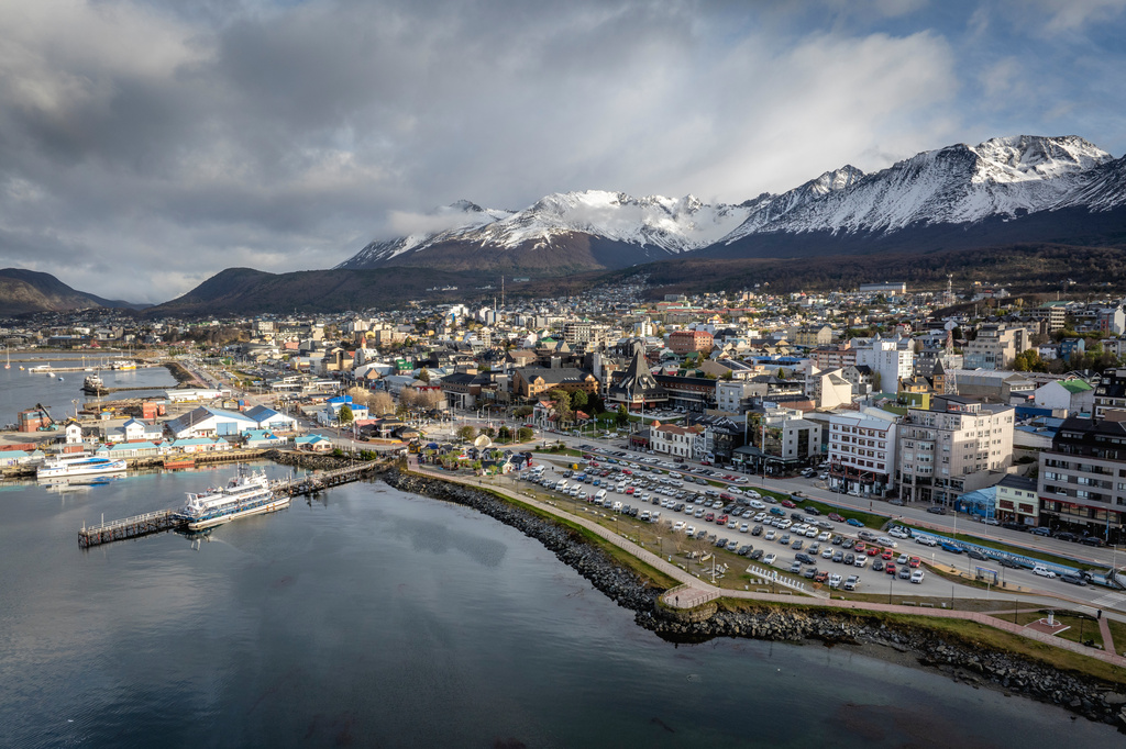 The sun shines down on Ushuaia, Argentina, Thursday, May 14, 2026. (AP Photo/Joel Reyero)