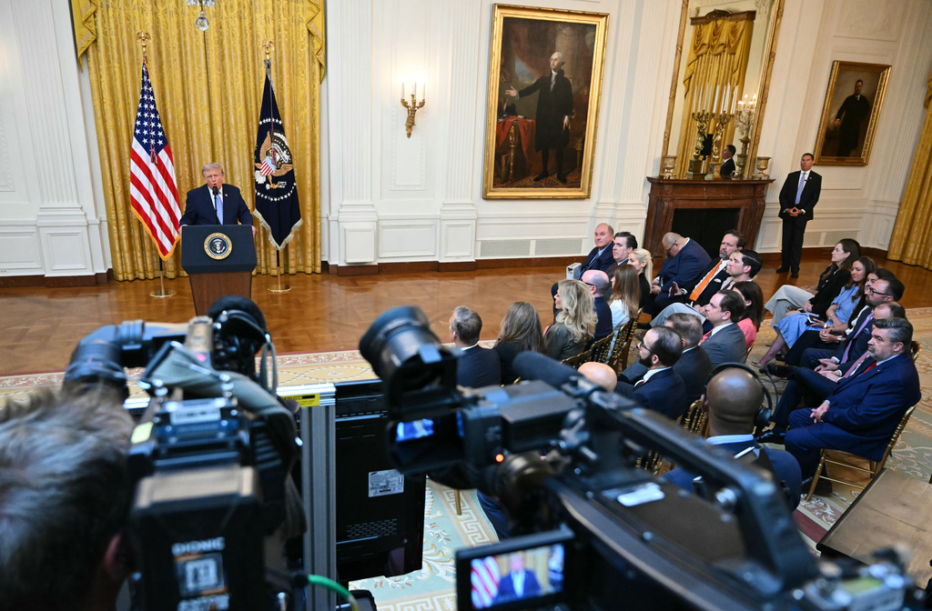 President Donald Trump speaks in the East Room of the White House, Thursday, July 16, 2026, in Washington. (Saul Loeb/Pool via AP)