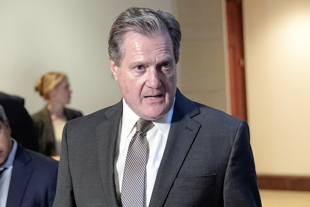 FILE - House Intelligence Chair Mike Turner, R-Ohio, speaks with reporters on Capitol Hill, Feb. 15, 2024, in Washington. (AP Photo/Mariam Zuhaib, File)