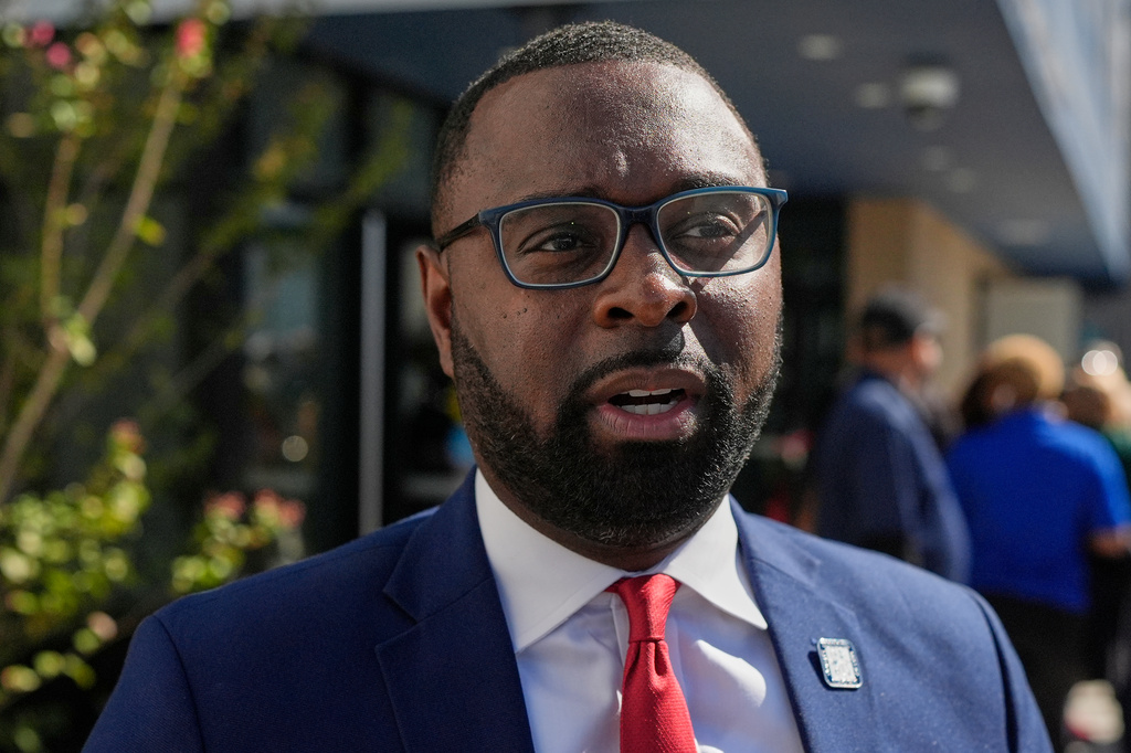 Mayor Paul Young speaks to the media following a public event Thursday, Oct. 9, 2025, in Memphis, Tenn. (AP Photo/George Walker IV)
