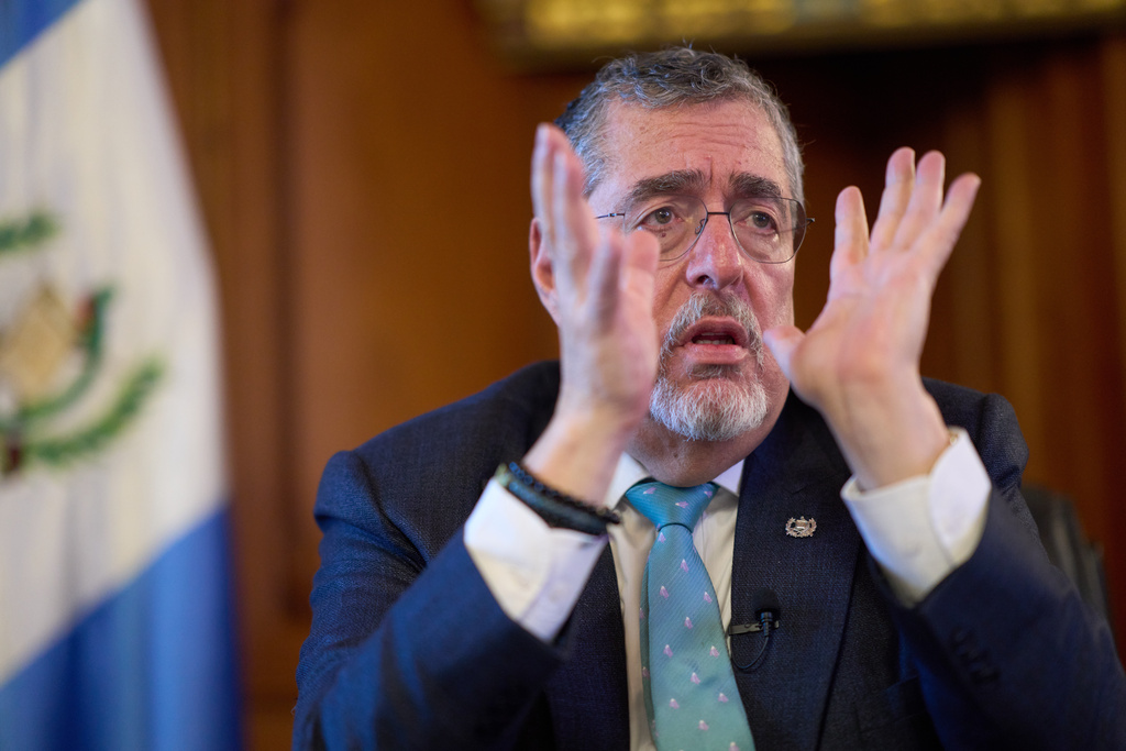 Guatemalan President Bernardo Arévalo gives an interview at his office in the National Palace in Guatemala City, Thursday, Jan. 15, 2026. (AP Photo/Moises Castillo)