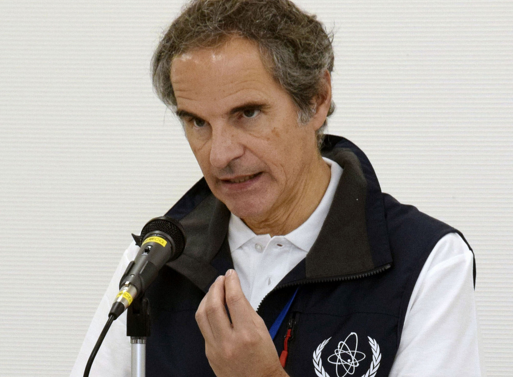 International Atomic Energy Agency Director General Rafael Grossi speaks during a news conference at Fukushima Daiichi nuclear power plant in Okuma, Fukushima pferfecture, Japan Wednesday, June 24, 2026. (Kyodo News via AP)