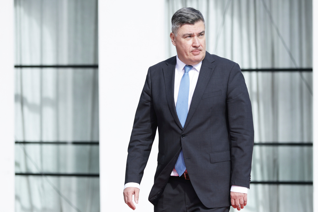 Croatian President Zoran Milanovic arrives at the Brdo-Brijuni, Process Leaders' Meeting in Golem, Albania, 50 kilometers (30 miles) west of the capital, Tirana , Albania on Monday, Oct. 6, 2025 .(AP Photo/Vlasov Sulaj)
