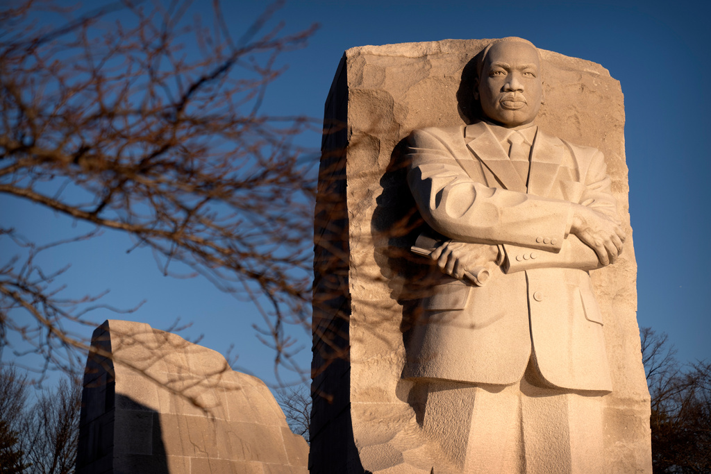 The Martin Luther King Jr. Memorial is photographed Monday, Jan. 19, 2026, in Washington. (AP Photo/Mark Schiefelbein)