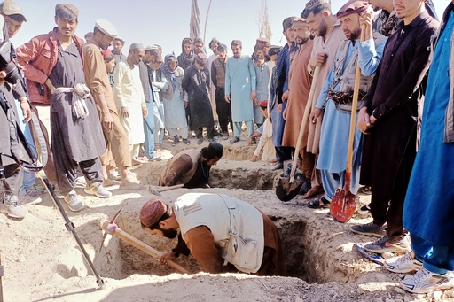 Locals dig graves for people killed in a cross-border airstrike by the Pakistani army in Afghanistan's eastern Paktika province, Saturday, Oct. 18, 2025. (AP Photo/Shafiqullah Mashaal) Locals dig graves for people killed in a cross-border airstrike by the Pakistani army in Afghanistan's eastern Paktika province, Saturday, Oct. 18, 2025. (AP Photo/Shafiqullah Mashaal)