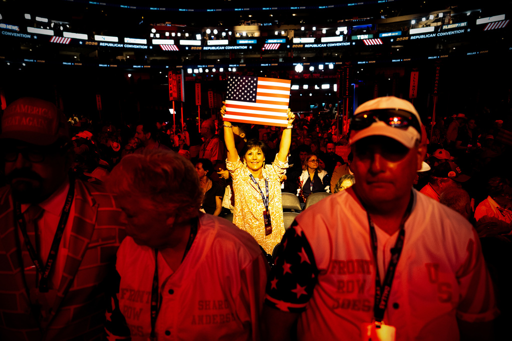 People attend the Republican convention, Wednesday, Sept. 9, 2026, in Dallas. (AP Photo/Julia Demaree Nikhinson)