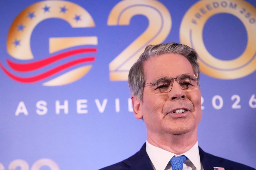 Treasury Secretary Scott Bessent arrives for the G20 Finance Ministerial in Asheville, N.C., Monday, Aug. 31, 2026. (AP Photo/Gerald Herbert)