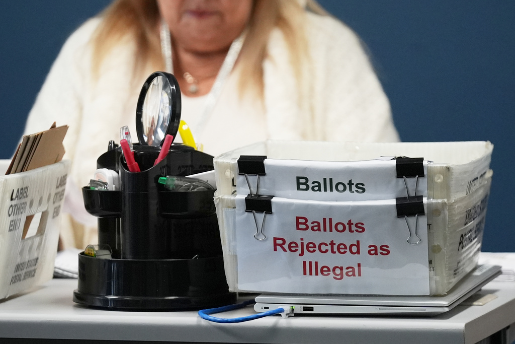 Employees sort vote-by-mail ballots from municipal elections on Election Day at the Miami-Dade County Supervisor of Elections Office, Tuesday, Nov. 4, 2025, in Doral, Fla. (AP Photo/Lynne Sladky)