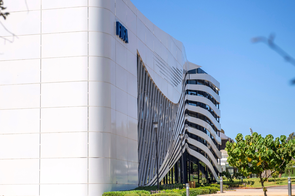 A view of building where FIFA President Gianni Infantino holds a senior leadership meeting in Sale, Morocco, Wednesday, Aug. 5, 2026. (AP Photo/Str)