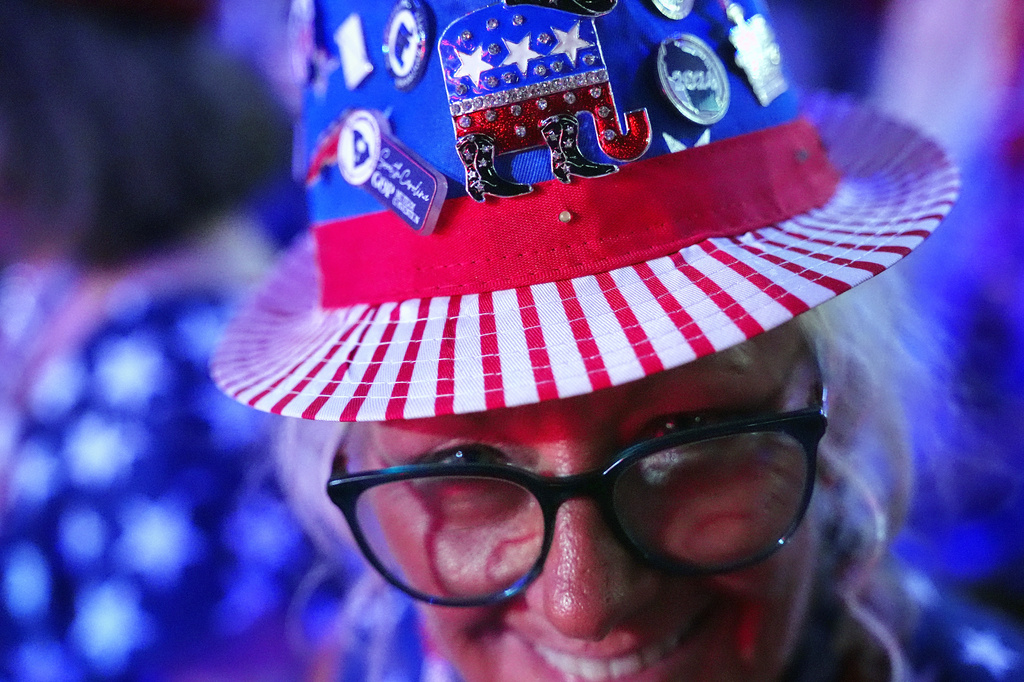Republican supporter at the Republican convention, Thursday, Sept. 10, 2026, in Dallas. (AP Photo/Jacquelyn Martin)