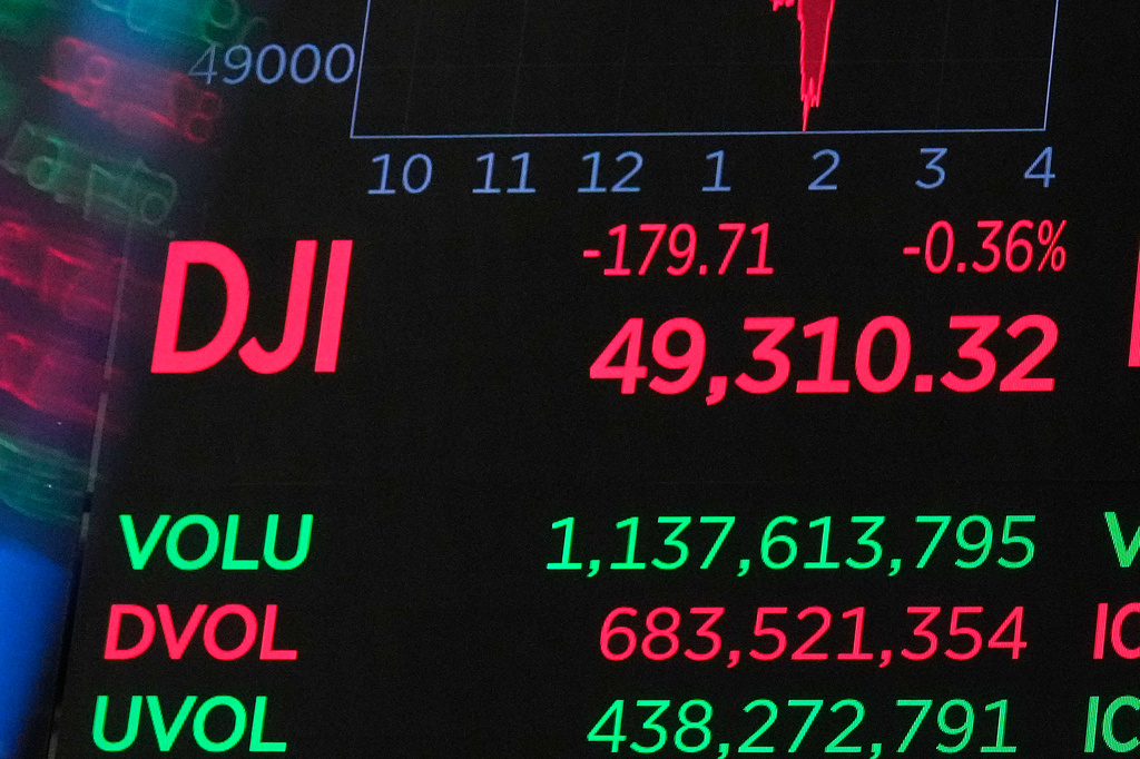 A board above the floor of the New York Stock Exchange displays the closing number for the Dow Jones industrial average, Thursday, April 23, 2026. (AP Photo/Richard Drew)