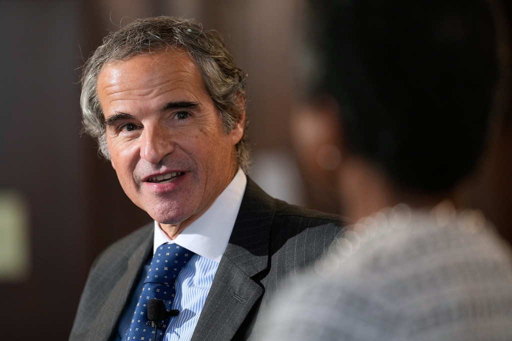 Rafael Grossi speaks during an event at the Council on Foreign Relations in New York, Thursday, April 23, 2026. (AP Photo/Seth Wenig)