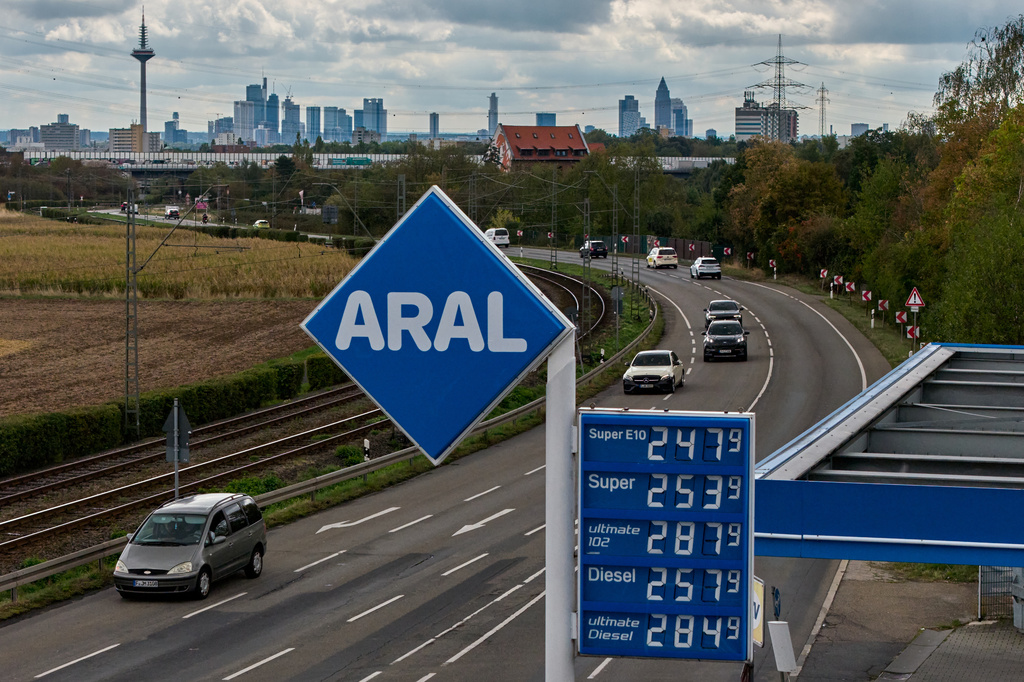 FILE - Gas prices are displayed at a gas station in Frankfurt, Germany, Monday, Sept. 14, 2026. (AP Photo/Michael Probst, File)