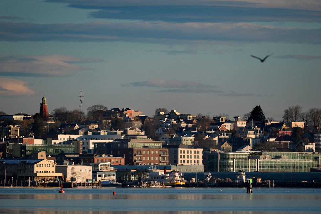FILE - Buildings on the working waterfront catch the early morning light, Feb. 26, 2025, in Portland, Maine. (AP Photo/Robert F. Bukaty, File)