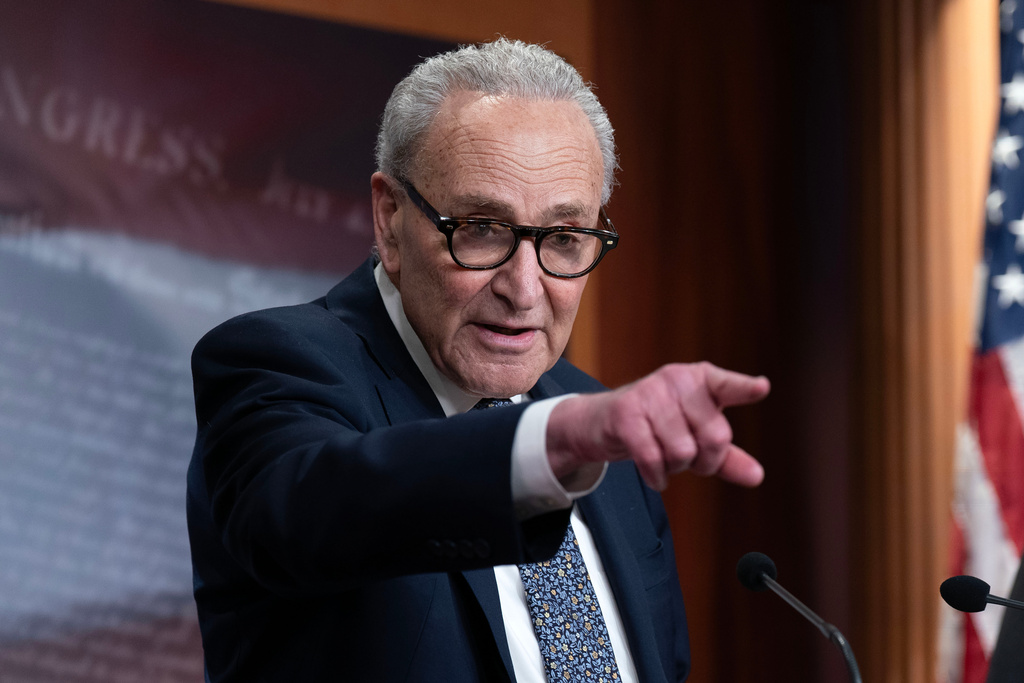 Senate Minority Leader Chuck Schumer, D-N.Y., speaks during a news conference at the Capitol in Washington, Friday, Jan. 30, 2026. The Senate voted Friday to fund most of the government through the end of September after President Donald Trump made a deal with Democrats to carve out Homeland Security funding and allow Congress to debate new restrictions on federal immigration raids across the country. (AP Photo/Jose Luis Magana)