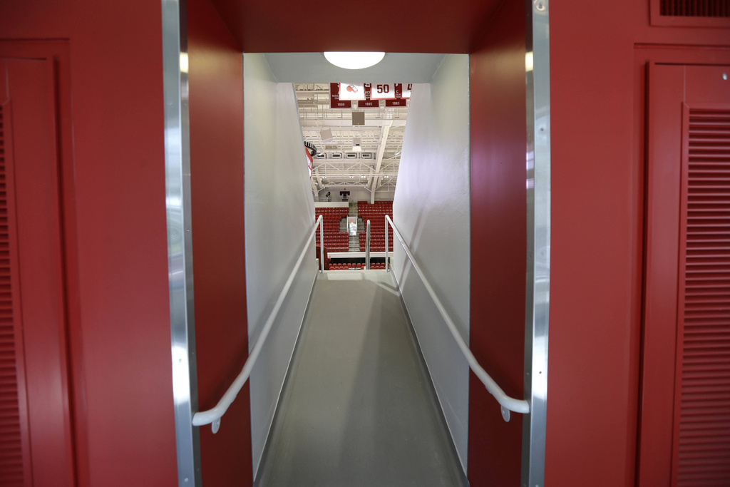 A hall leads to the inside of the Reynolds Coliseum at North Carolina State University in Raleigh, N.C., Sept. 7, 2016. (AP Photo/Gerry Broome, File)