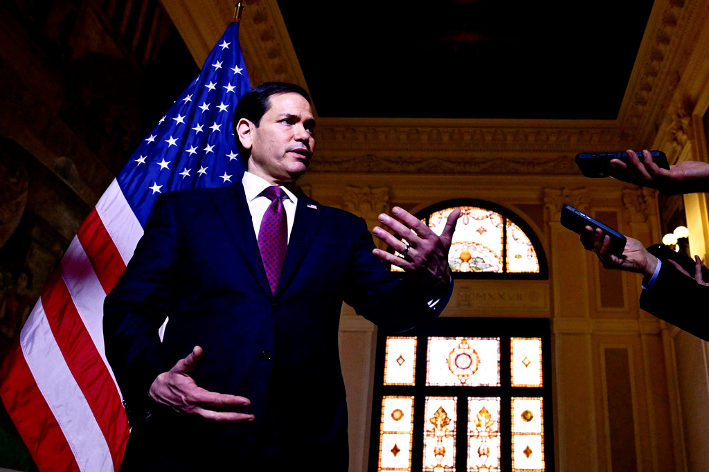 US Secretary of State Marco Rubio speaks during a press conference at the US Embassy in Rome, Friday, May 8, 2026. (Stefano Rellandini/Pool Photo via AP)