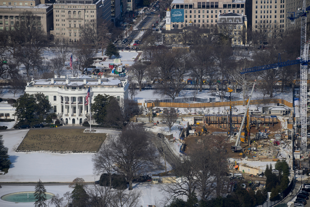 Work continues on the construction of the ballroom at the White House, Wednesday, Feb., 4, 2026, in Washington, where the East Wing once stood. (AP Photo/Rod Lamkey, Jr.)