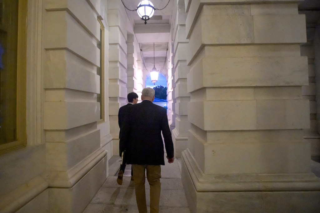 Sen. Bill Cassidy, R-La., departs the U.S. Capitol prior to a confirmation vote for acting Attorney General Todd Blanche, Friday, Aug. 7, 2026, in Washington. (AP Photo/Rod Lamkey, Jr.)