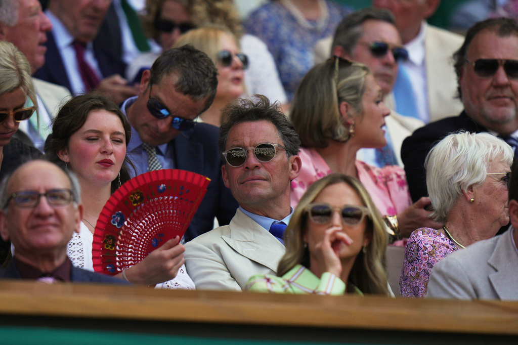 Actor Dominic West attends day 10 of the Wimbledon Tennis Championships in London, Wednesday, July 8, 2026. (AP Photo/Brian Inganga)