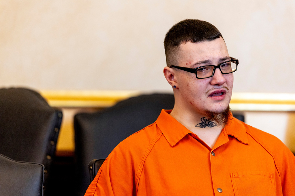 James Shirah is sentenced to at least 30 years in prison during a hearing, Monday, May 11, 2026 in Flint, Mich. (Jake May/The Flint Journal via AP)