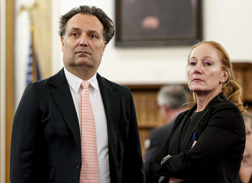 Brian Walshe appears in Norfolk Superior Court next to his attorney, Kelli Porges, after pleading guilty to two of three charges filed against him in Dedham, Mass., Tuesday, Nov. 18, 2025. (Mark Stockwell/Boston Herald via AP, Pool)