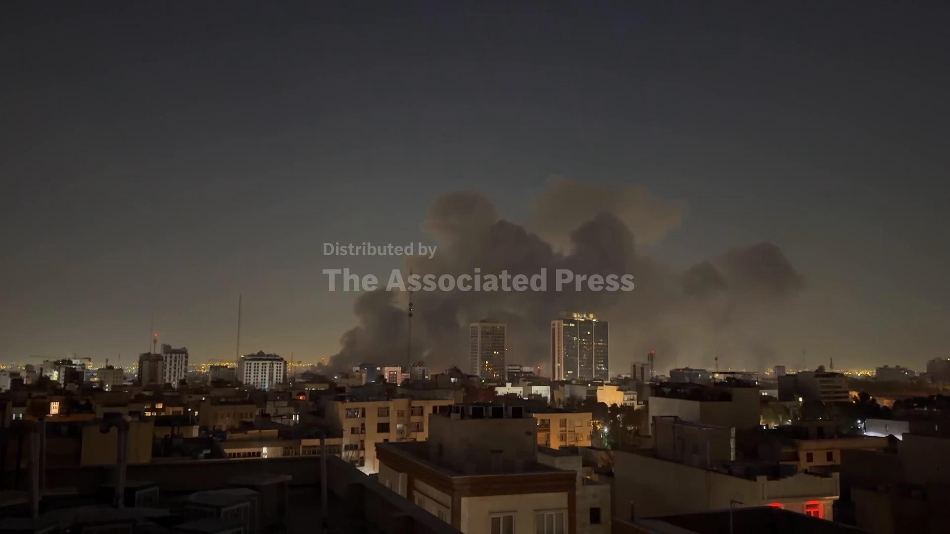 Airstrikes over a Middle Eastern city highlighting regional conflict