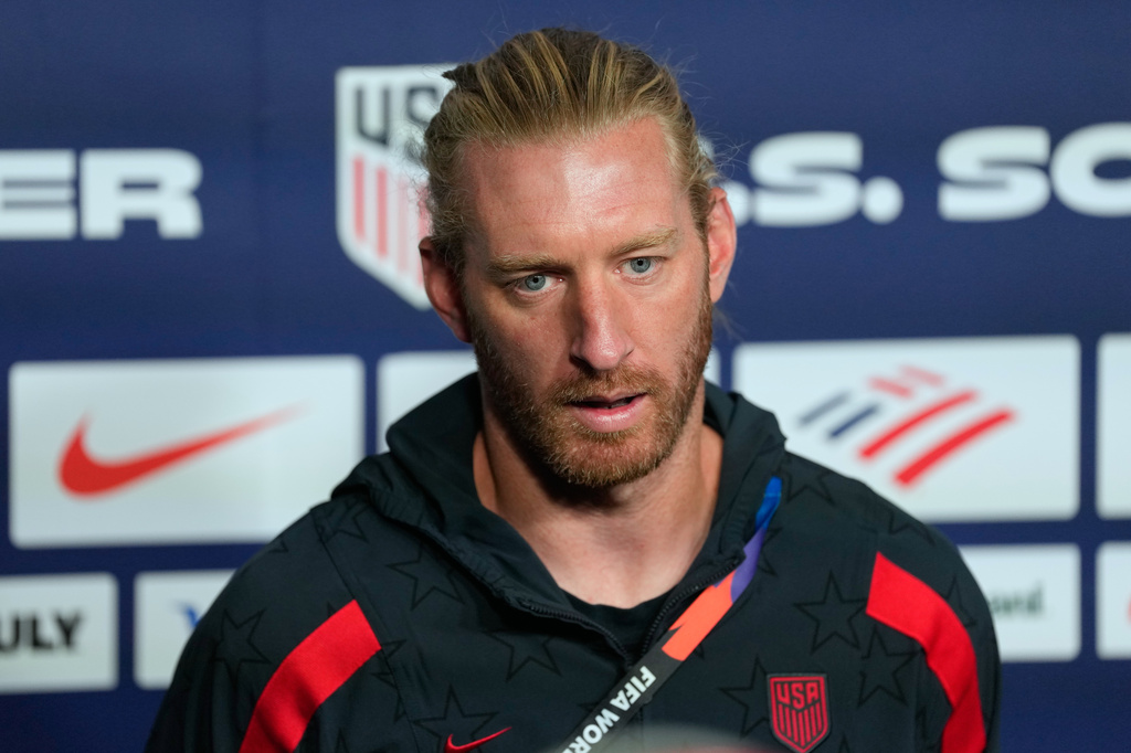 United States' Tim Ream speaks with the media before a training session ahead of a FIFA World Cup match against Bosnia in Irvine, Calif., Monday, June 29, 2026. (AP Photo/Andre Penner)