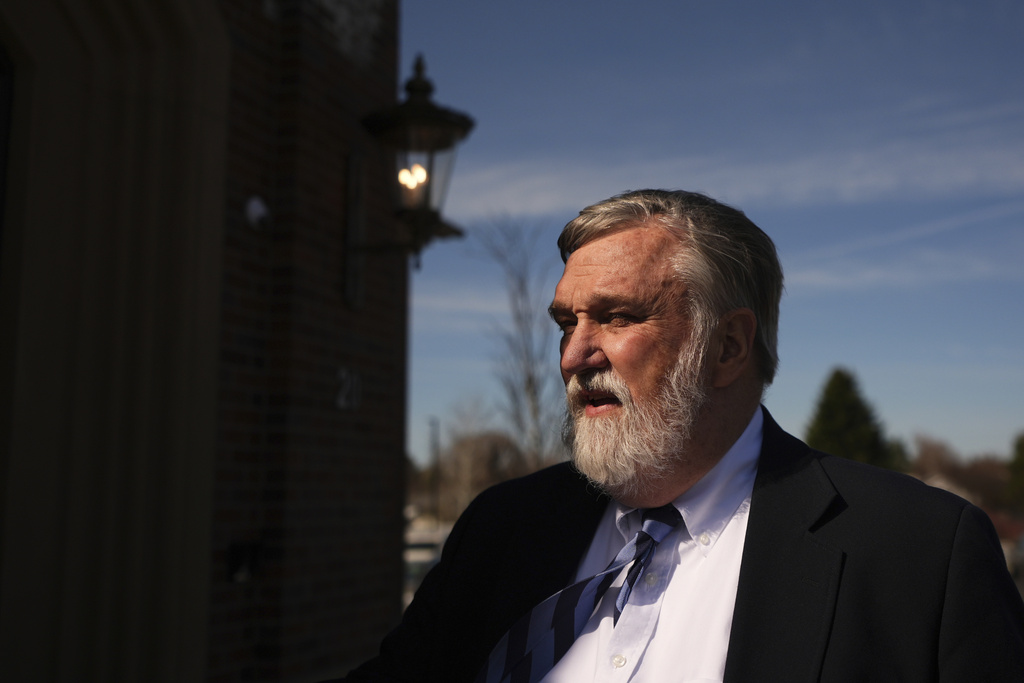 Pastor Doug Wilson stands for a portrait after Sunday services at the new campus for Christ Church and its Logos School, Sunday, April 6, 2025, in Moscow, Idaho. (AP Photo/Lindsey Wasson)