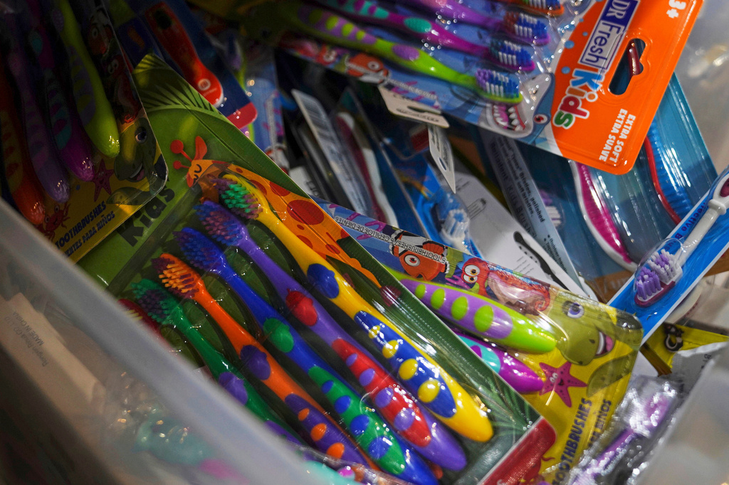 FILE - Toothbrushes are pictured in Alexandria, Va., Thursday, March 6, 2025. (AP Photo/Jessie Wardarski, File)